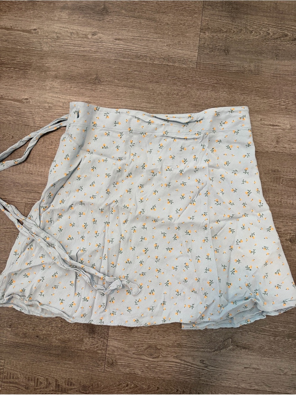 Light Blue Floral Wrap Skirt